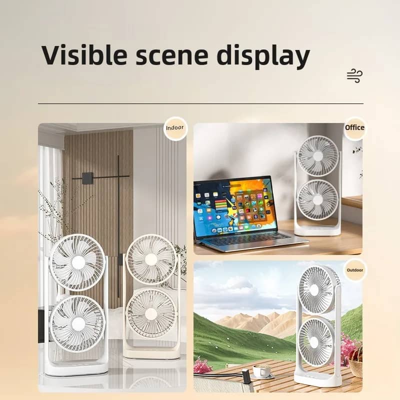 Double-Head High Wind Air Circulation Desktop Fan Portable Double-Layer Cooling Fan (SB-052 Desktop Fan)_000312